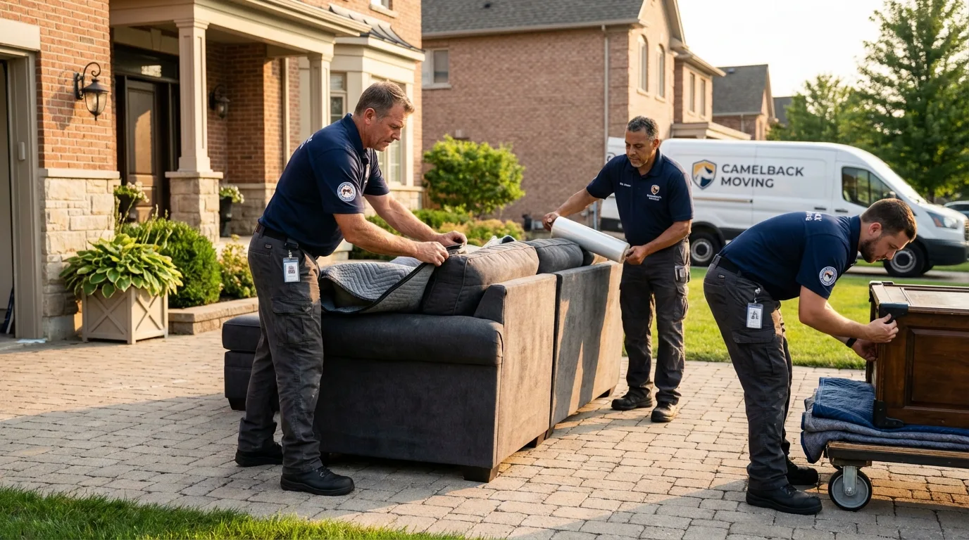Large estate moving crew wrapping furniture in Homedale, ID